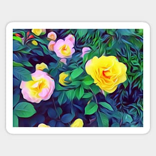 Abstract oil painting of Flowers Sticker